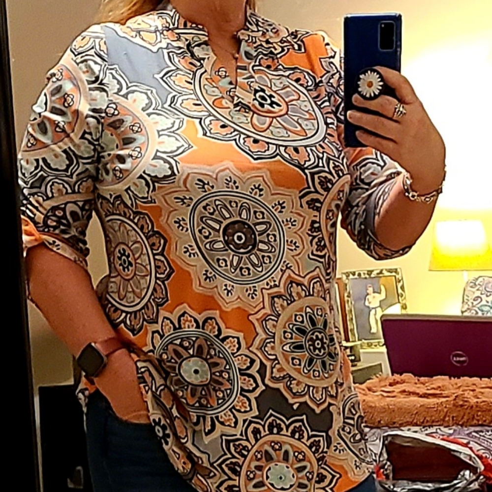 V Neck Floral Tunic
